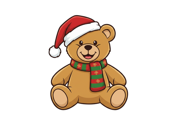 teddy bear for christmas with a transparent background